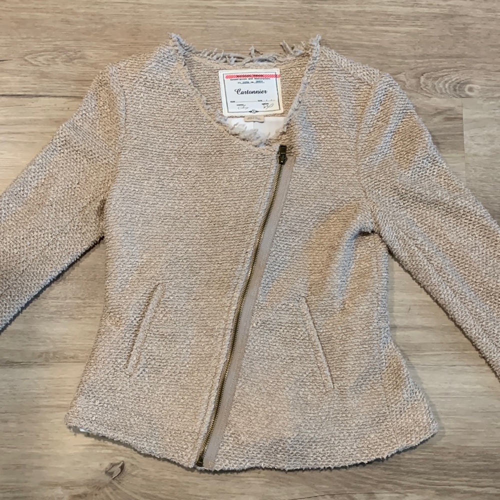 Anthropologie Cream Textured Jacket